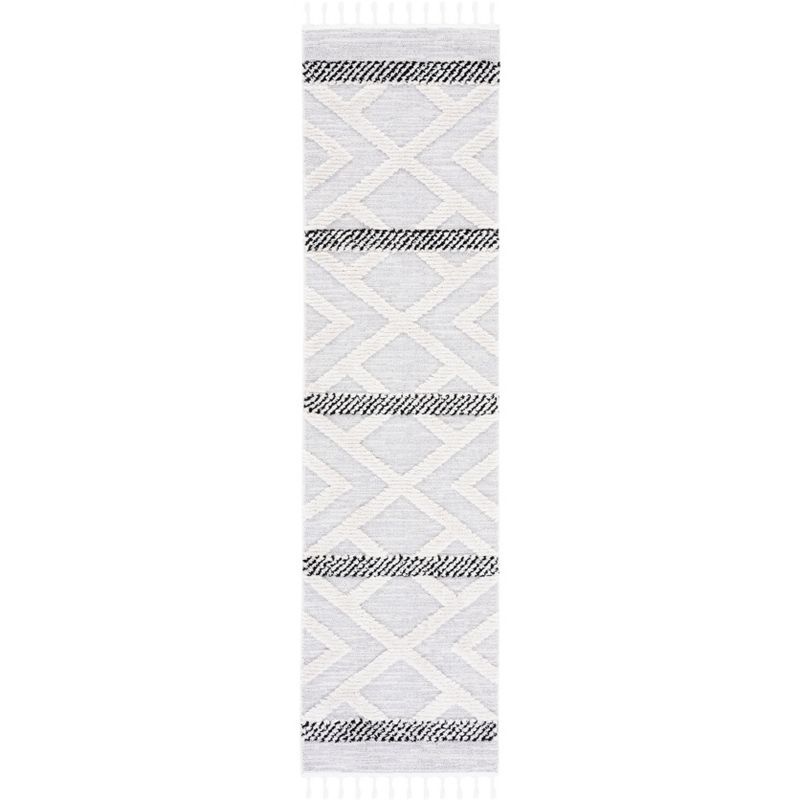 Marrakesh Gray and Ivory Wool Runner Rug