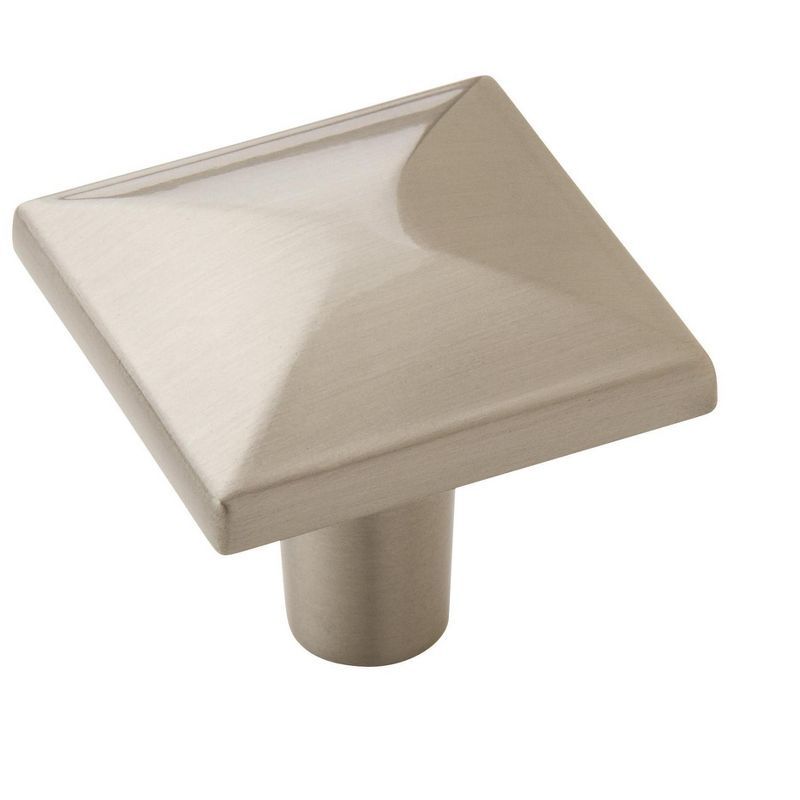 Satin Nickel Square Modern Cabinet Knob with Mounting Hardware