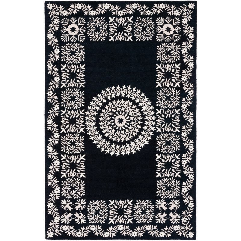 Empire Black and Ivory Hand-Tufted Wool Area Rug 8' x 10'