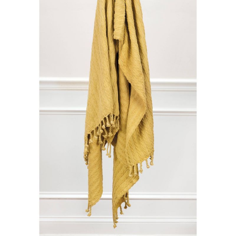 Golden Knitted Cotton Reversible Throw Blanket