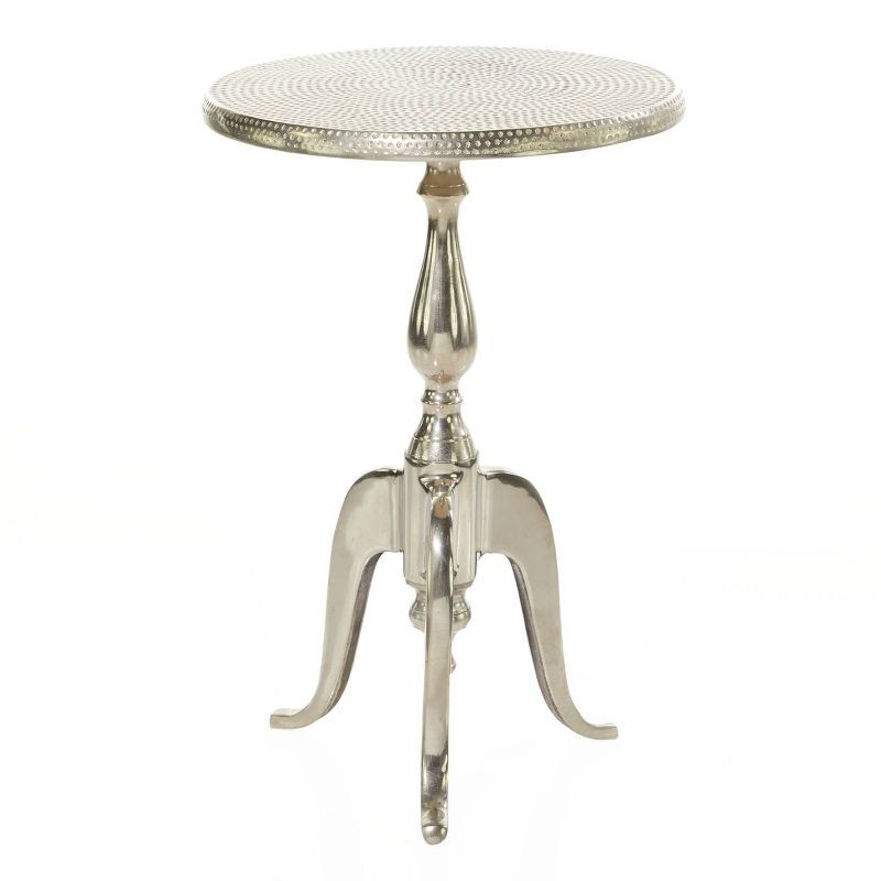 Elegant Silver Aluminum Round Pedestal Accent Table - 15" x 22"