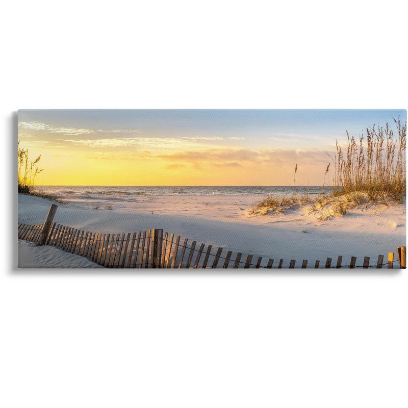 Panoramic Coastal Beach Sunrise Canvas Wall Art, 30 x 13 in