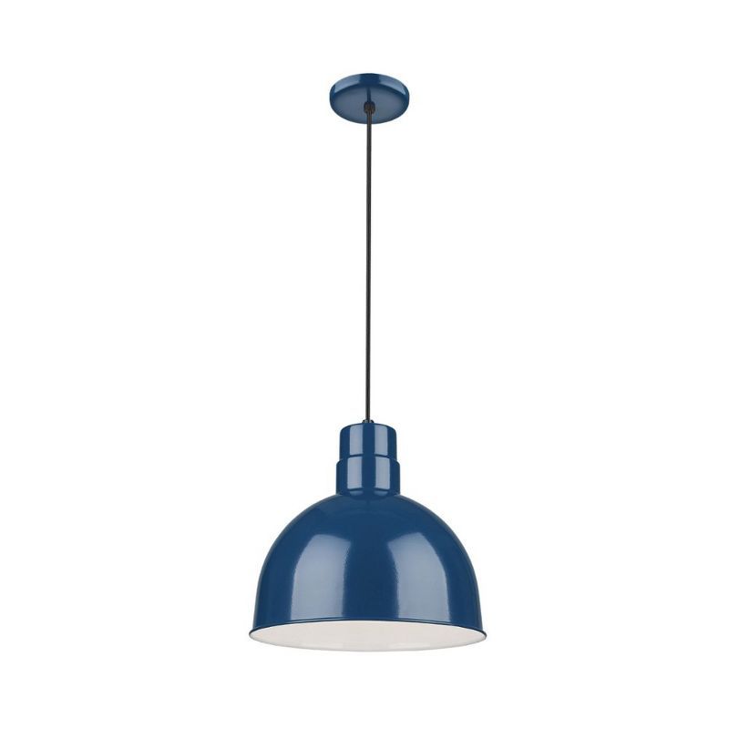 Navy Blue 12" Incandescent Indoor/Outdoor Bowl Pendant Light