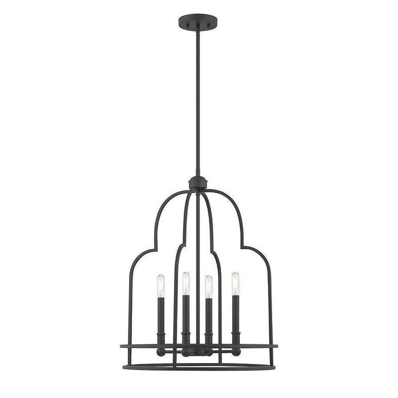 Matte Black 4-Light Pendant with Adjustable Height