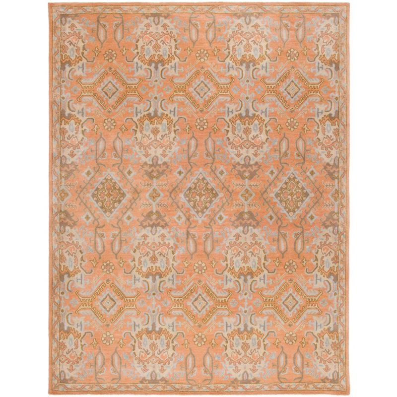 Hand-Tufted Terracotta Floral Wool Area Rug, 6' x 9'