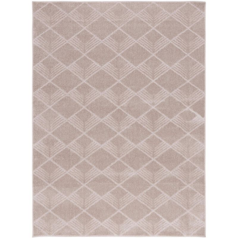 Beige Rectangular Hand-knotted Synthetic Area Rug