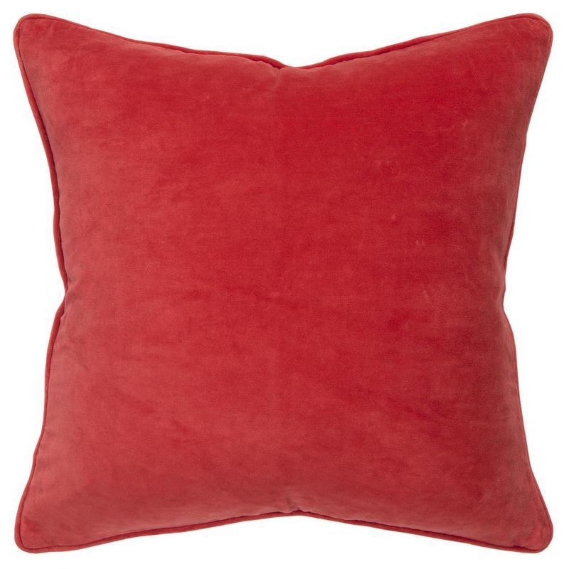 Connie Post 20" x 20" Red Cotton Velvet Pillow Cover