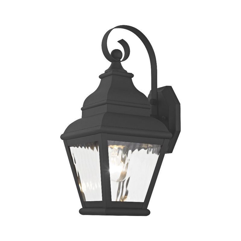 Black Brass Outdoor Wall Lantern with Clear Water Glass