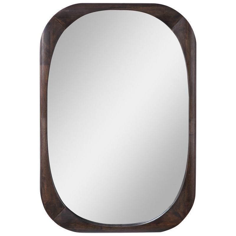 Sheldon Mid-Century Oval Brown Wood Mirror