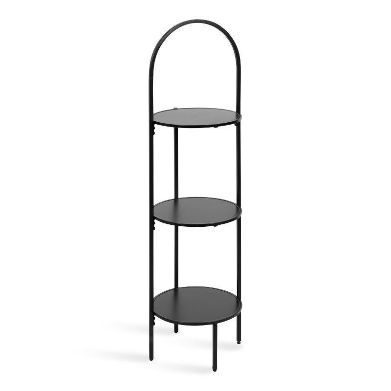 Almatt Black Metal 3-Tier Plant Stand with Round Platforms