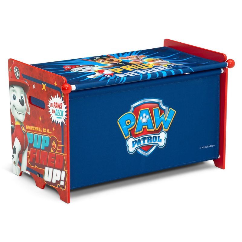 Blue PAW Patrol Wooden Toy Box with Fabric Lid