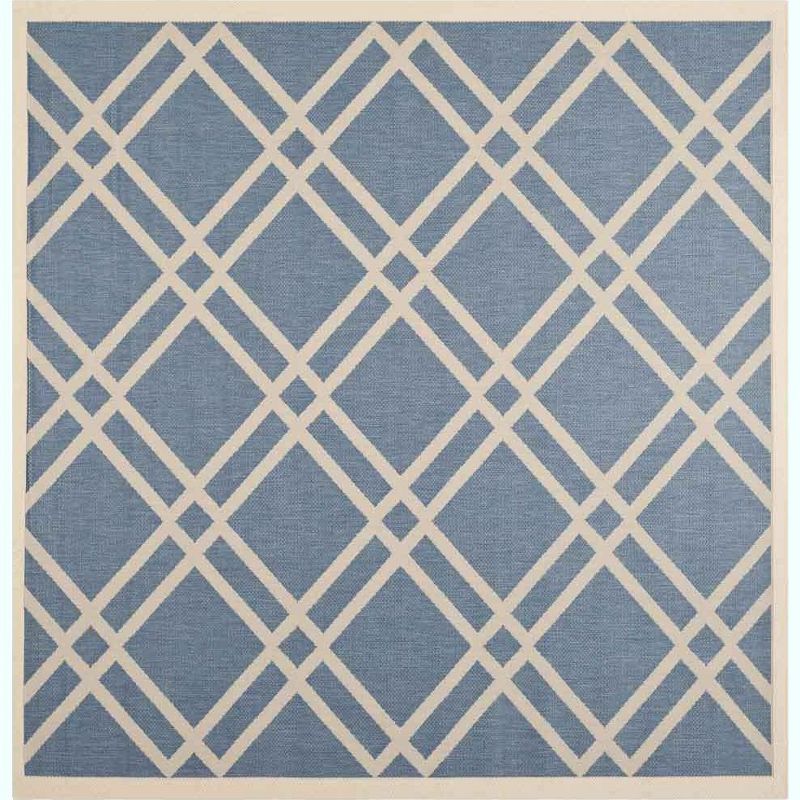 Safavieh Courtyard Blue and Beige Square Indoor/Outdoor Rug