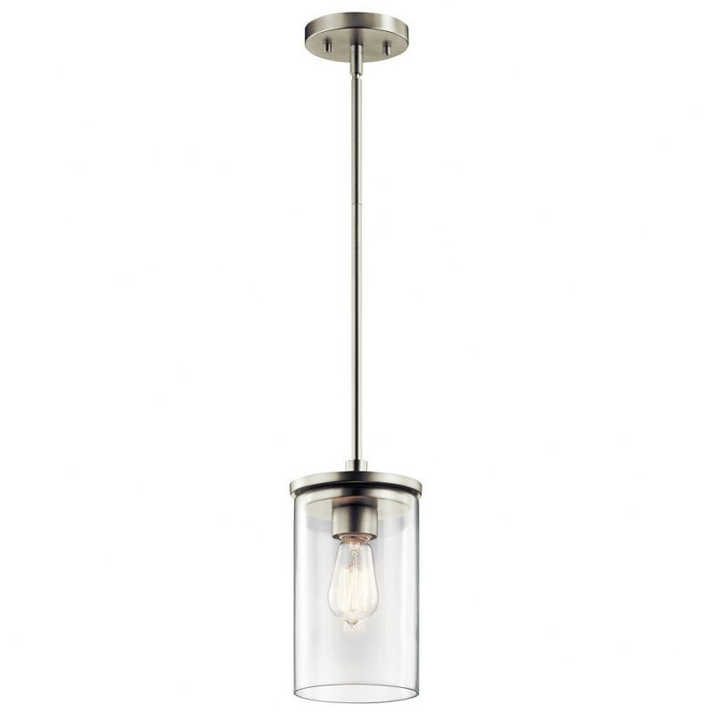 Crosby 10.75" Clear Glass Brushed Nickel Mini Pendant Light