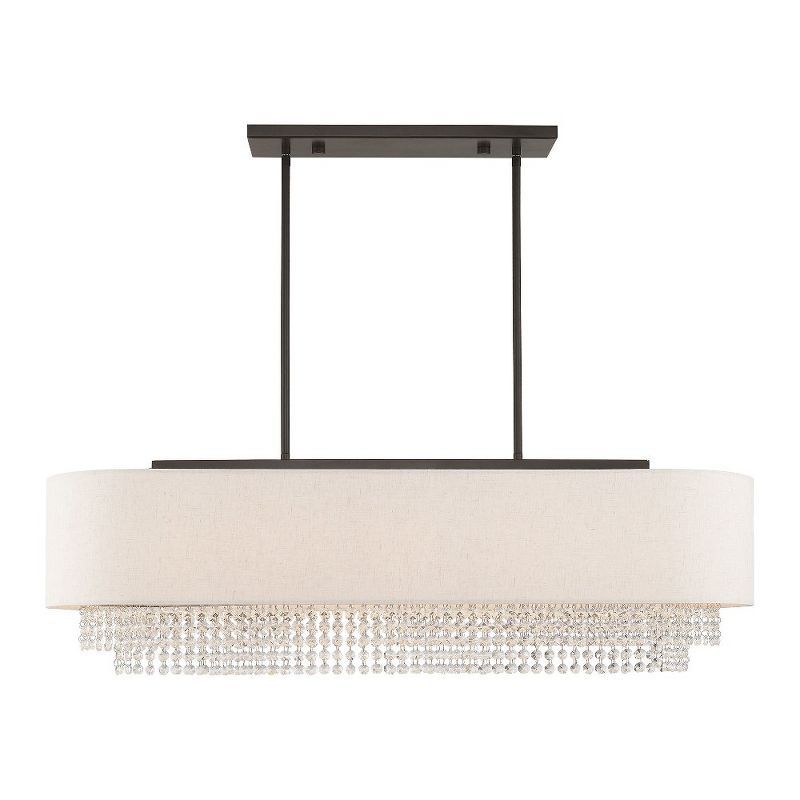 Carlisle English Bronze 5-Light Linear Chandelier with Clear Crystal Accents