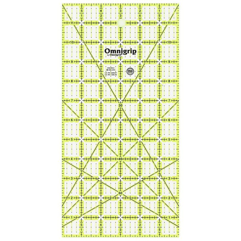 Omnigrip 6" x 12" Non-Slip Quilting Ruler with Grid Markings