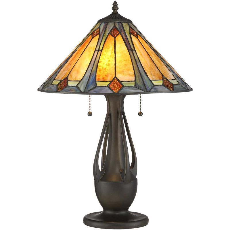 Bronze Stained Glass Traditional Accent Table Lamp 23" High