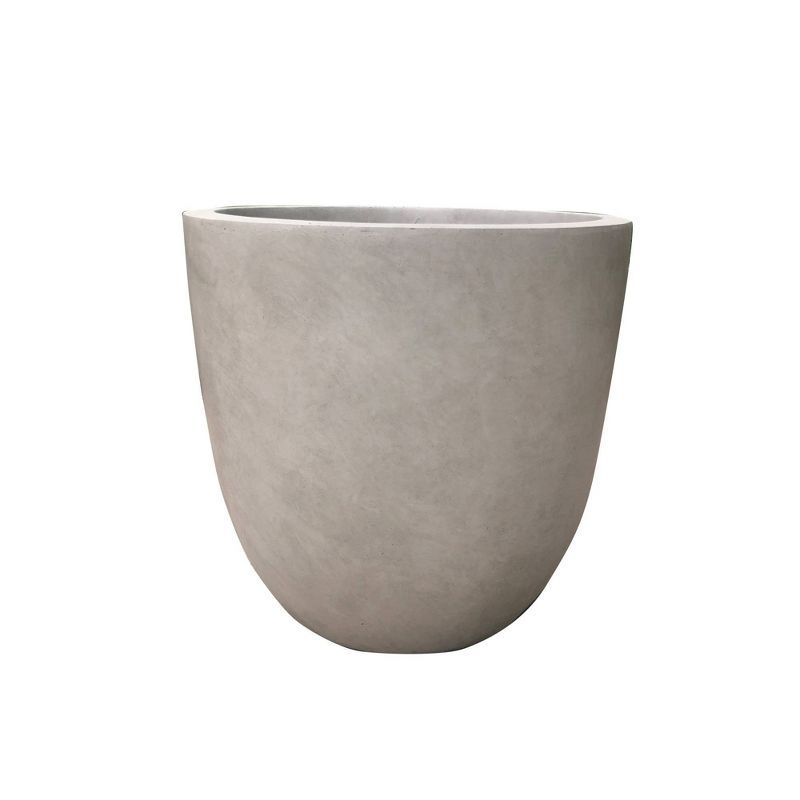 Modern Weathered Concrete Round Planter, 18"x18"x17"