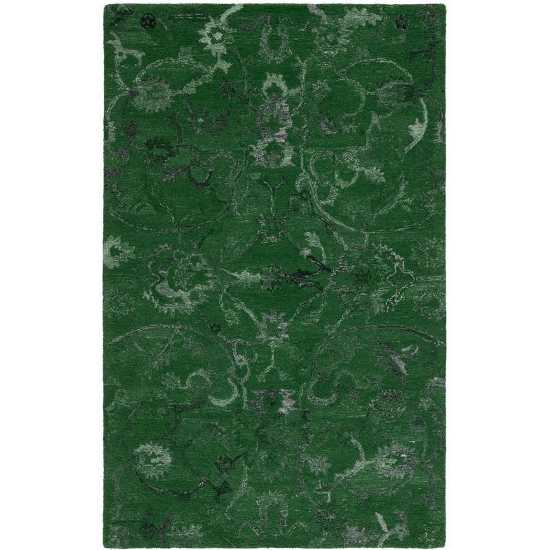 Anatolia AN401 Handmade Tufted Area Rug - Dark Green - 4' X 6' - Safavieh