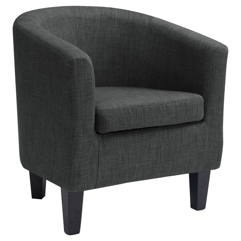 Dark Gray Velvet Barrel Armchair with Wood Legs