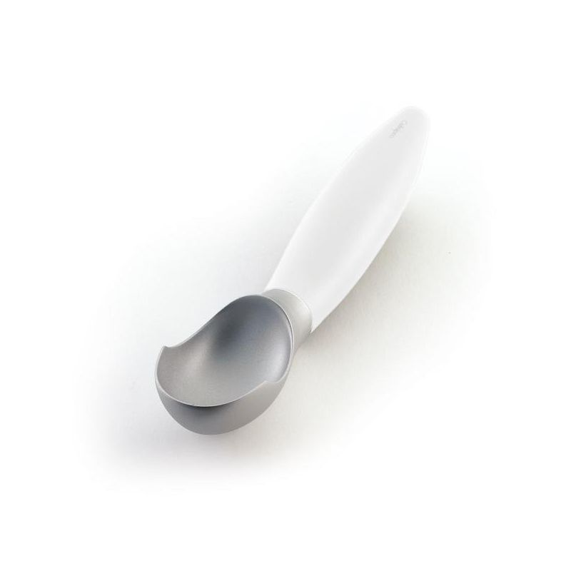 White Stainless Steel Non-Stick Ice Cream Scoop with Non-Slip Grip