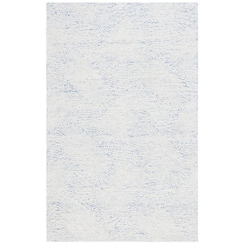 Handmade Blue Wool 5' x 8' Tufted Area Rug