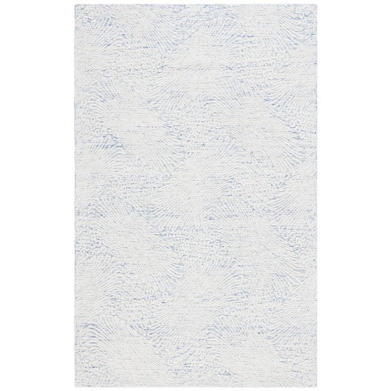 Blue Ivory Hand Tufted Wool 4' x 6' Area Rug