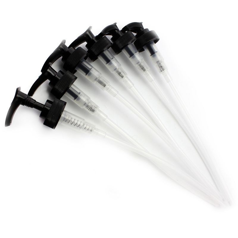 Set of 6 Black Plastic Replacement Pump Tops with 9-Inch Dip Tubes