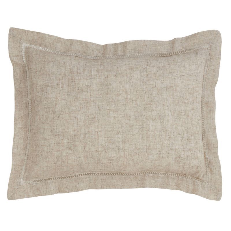 Natural Rectangular Hemstitched Down Filled Throw Pillow