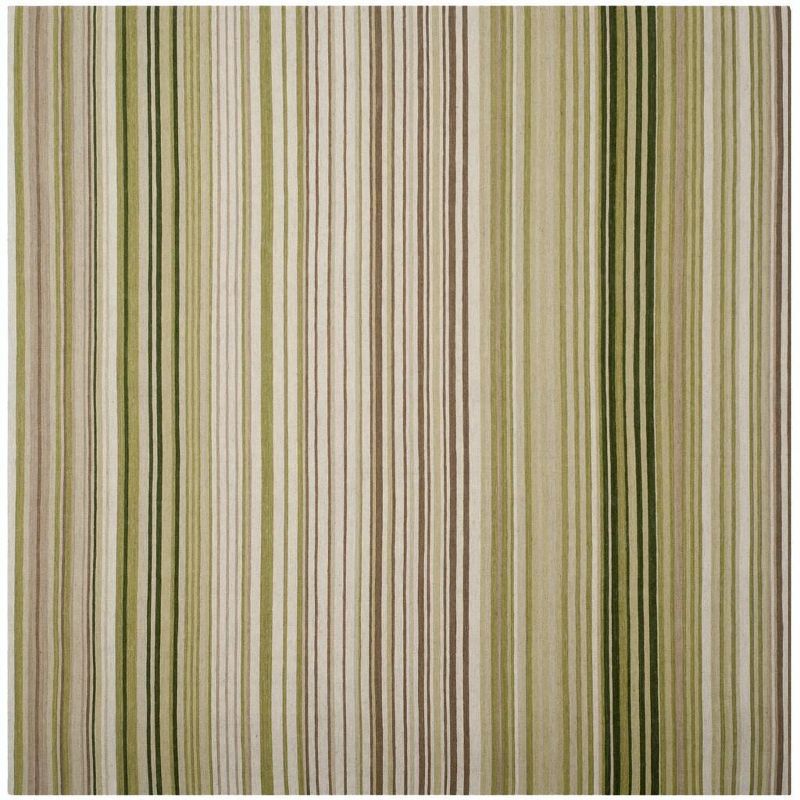 Marbella Hand-Woven Green 7' Square Wool & Viscose Area Rug