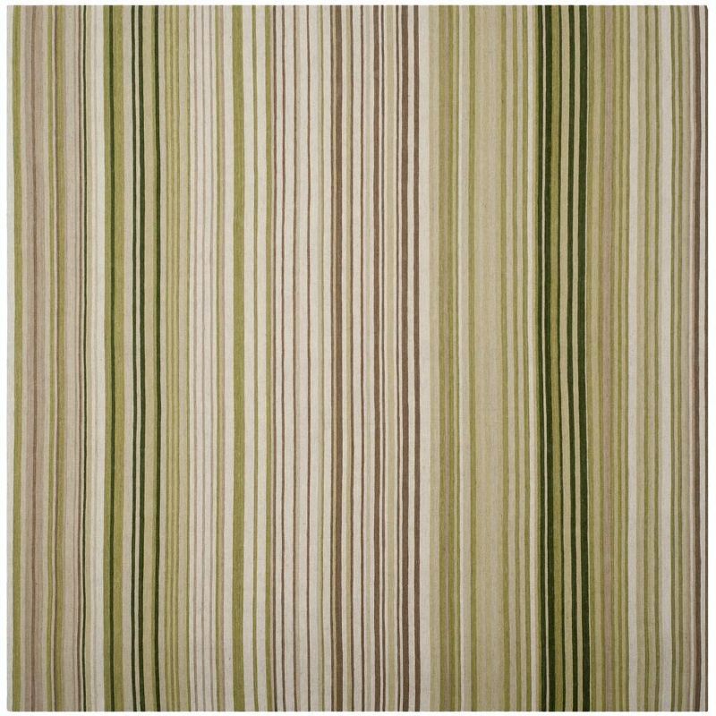 Marbella Hand-Woven Green 7' Square Wool & Viscose Area Rug