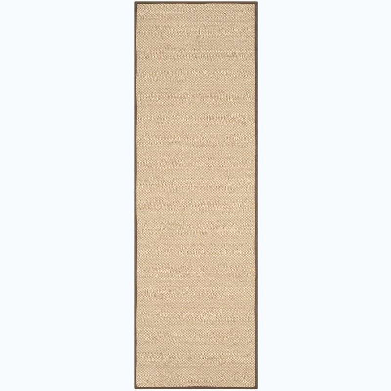 Maize and Brown Hand-Knotted Natural Fiber Runner Rug