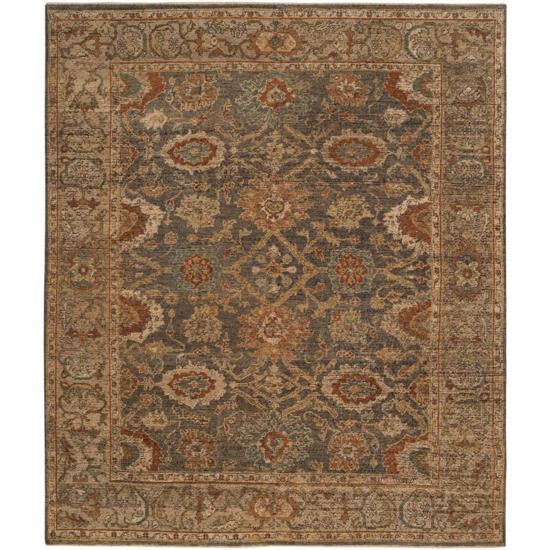 Gray and Beige Hand-Knotted Wool 8' x 10' Area Rug