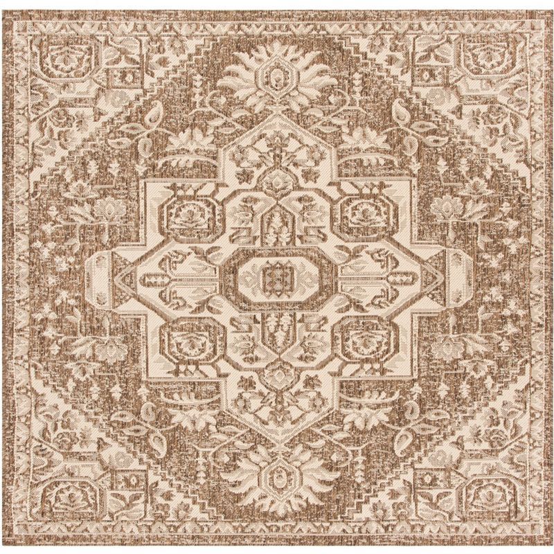 Cream Beige Square Synthetic Non-slip Area Rug