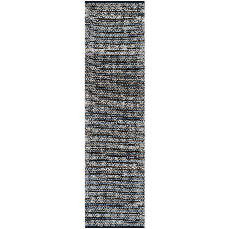 Coastal Charm Hand-Knotted Blue Jute 2'3" x 14' Runner Rug