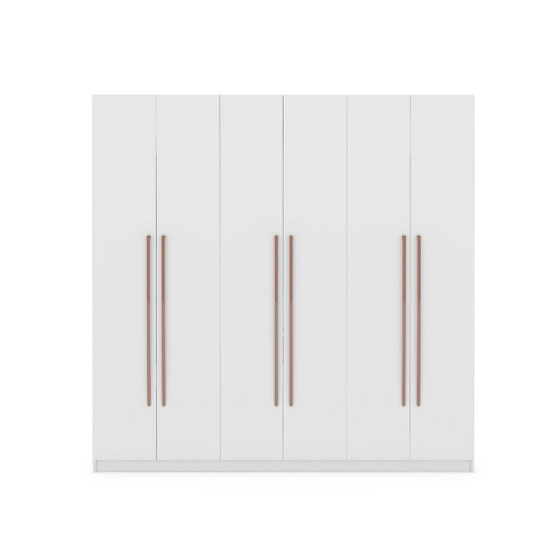 White Contemporary Freestanding Wardrobe Armoire with Mirror