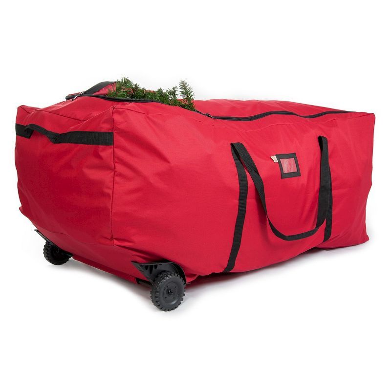 Red Wheeled Duffel Christmas Tree Storage Bag for 9 ft Trees