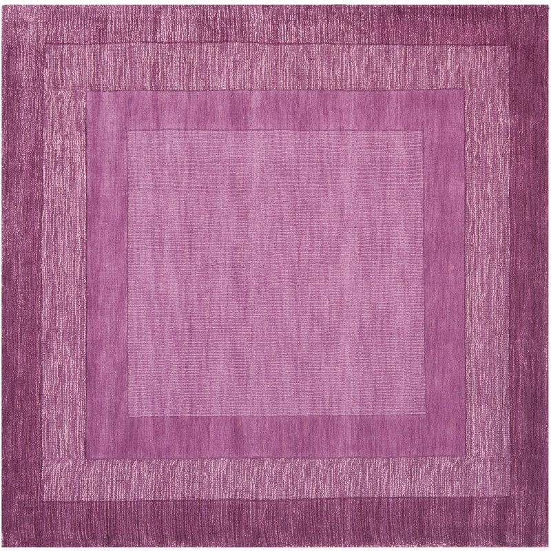 Fuchsia and Purple 6' Square Handmade Wool Rug