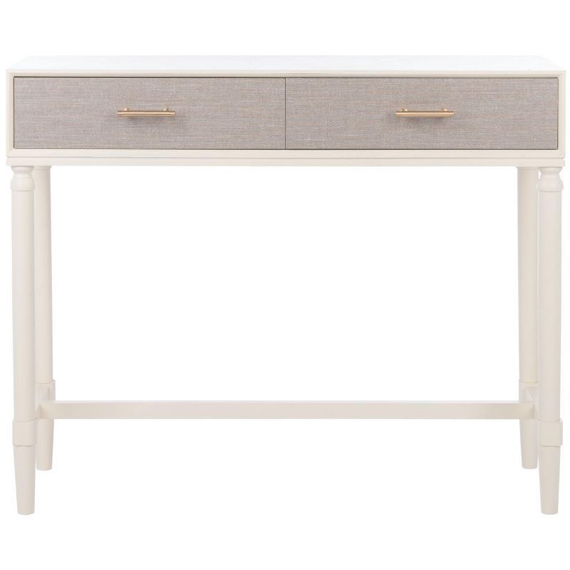 Estella White 40" Modern Console Table with 2 Drawers and Metal Accents