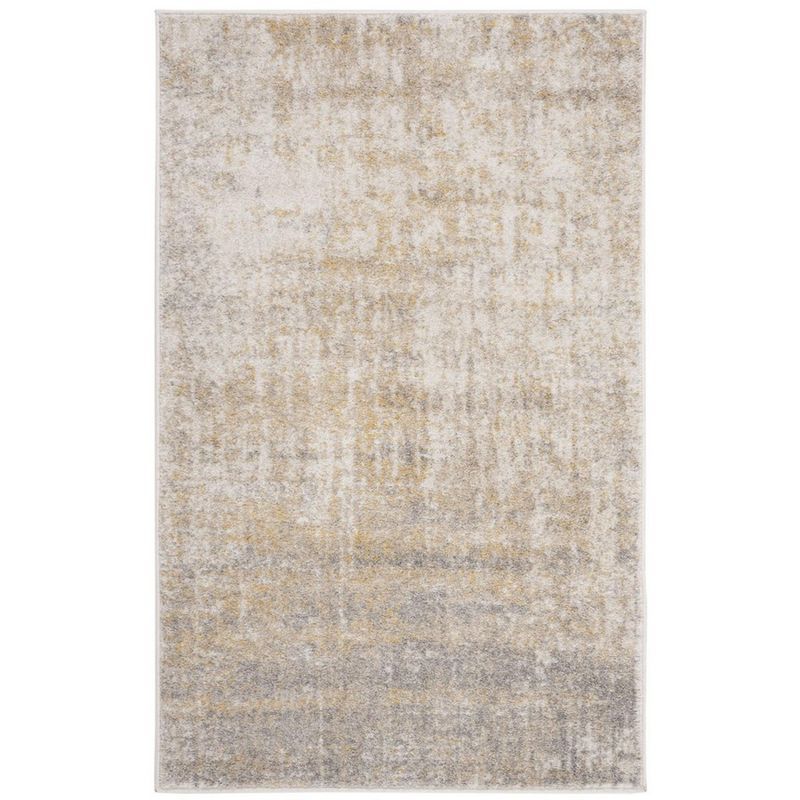 Creme and Gold Modern Synthetic Circle Area Rug