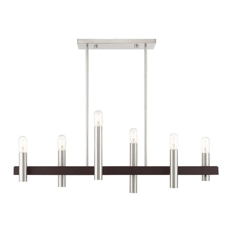 Helsinki Elegance 6-Light Brushed Nickel & Bronze Linear Chandelier