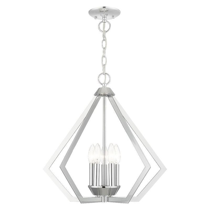 Polished Chrome and Crystal 5-Light Candelabra Chandelier