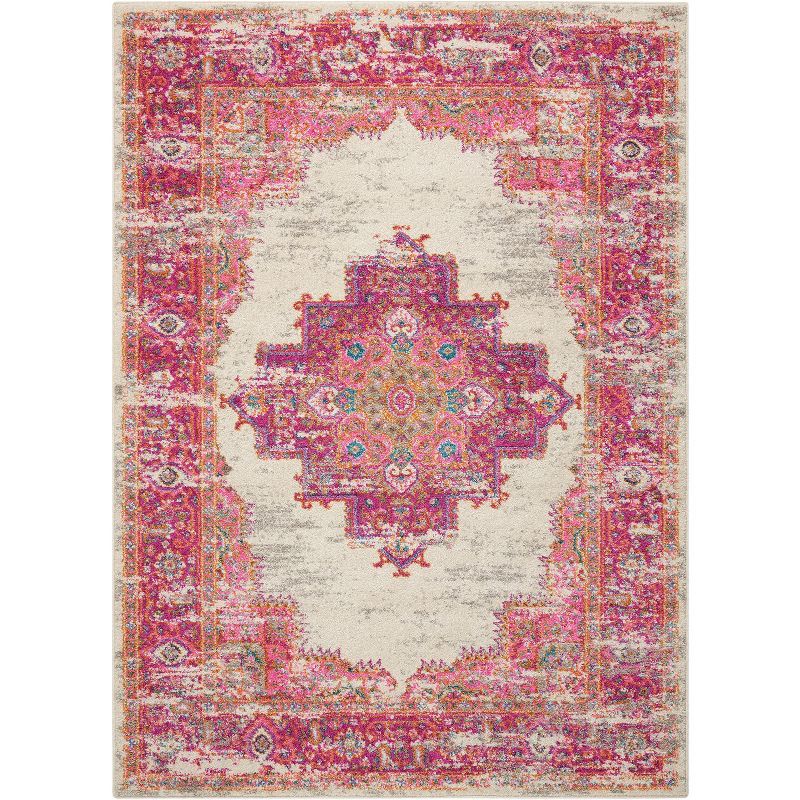 Ivory Elegance Floral Synthetic 5' x 7' Easy-Care Area Rug