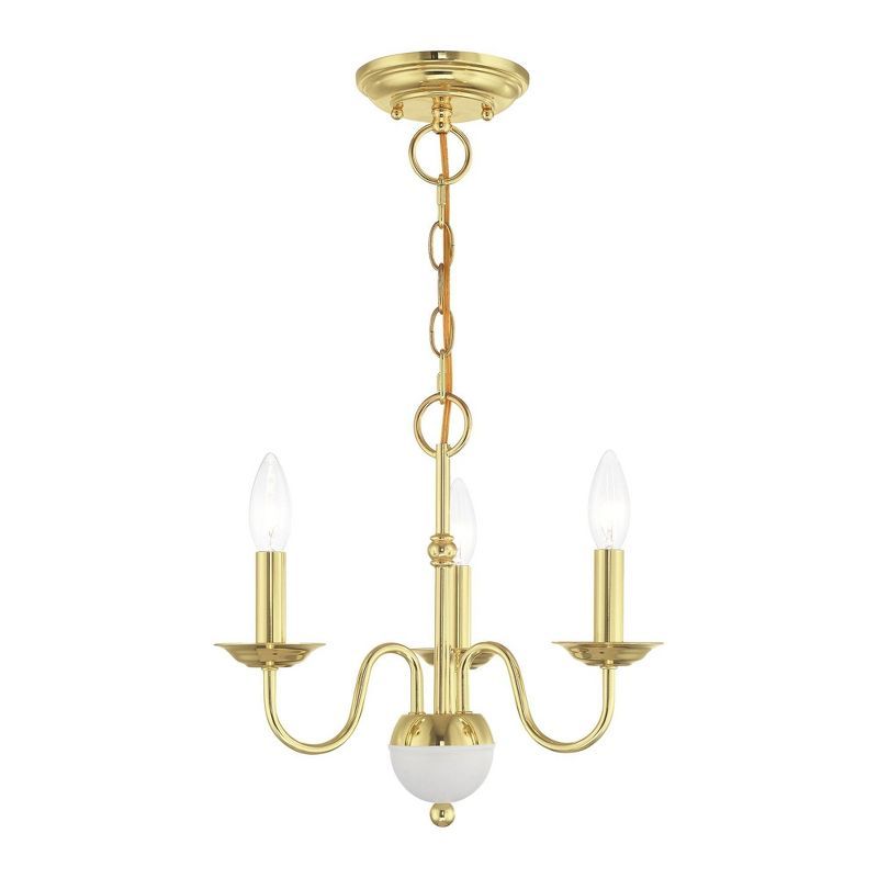 Elegant Windsor Polished Brass 3-Light Mini Chandelier with White Accents