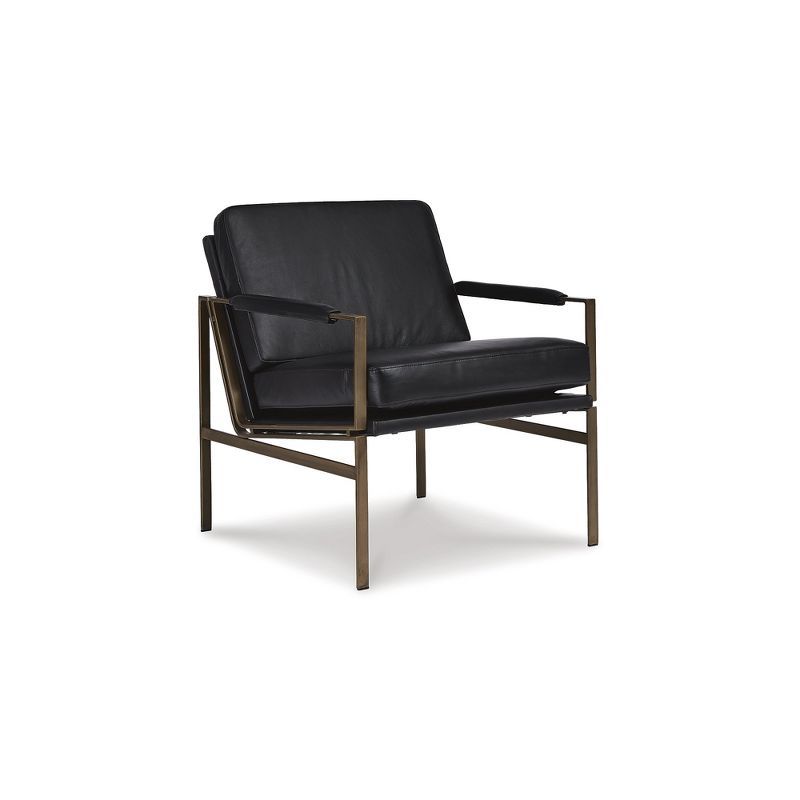 Sleek Contemporary Black Leather Accent Chair with Nickel-Tone Metal Frame