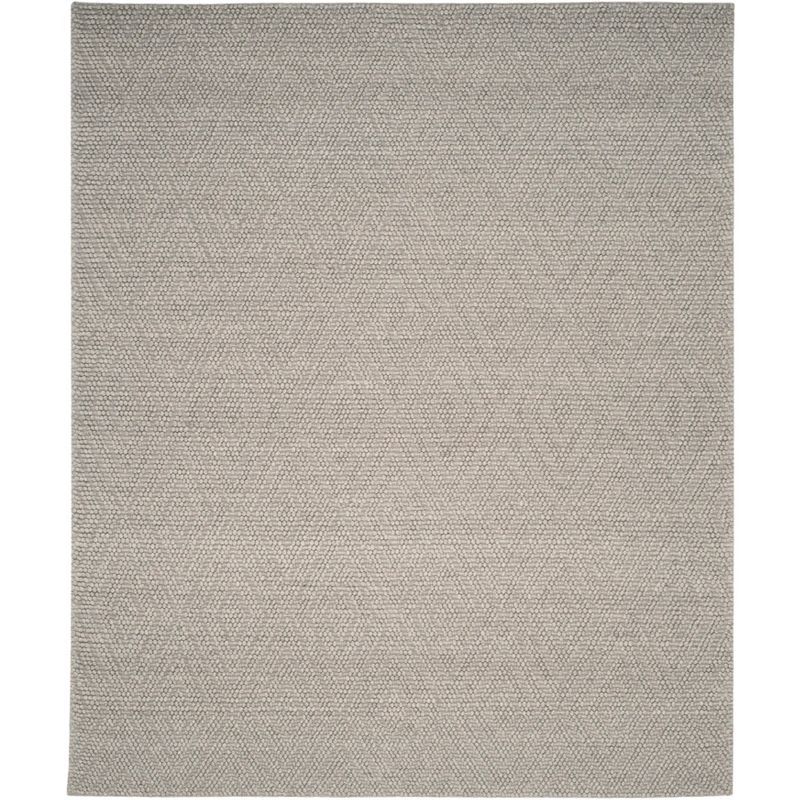 Ivory Geometric Tufted Wool Area Rug 9' x 12' - Handmade Elegance