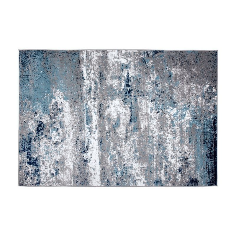 Modern Abstract Watercolor Washable Blue 2'x3' Indoor Rug