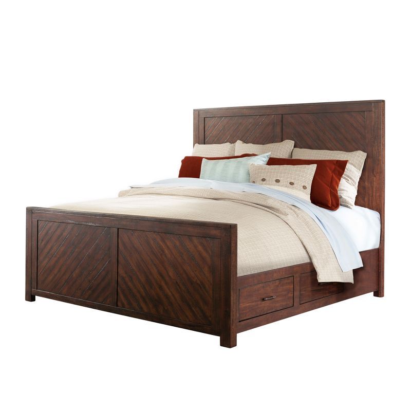 Dex Walnut Brown King Platform Bed with Storage Drawers