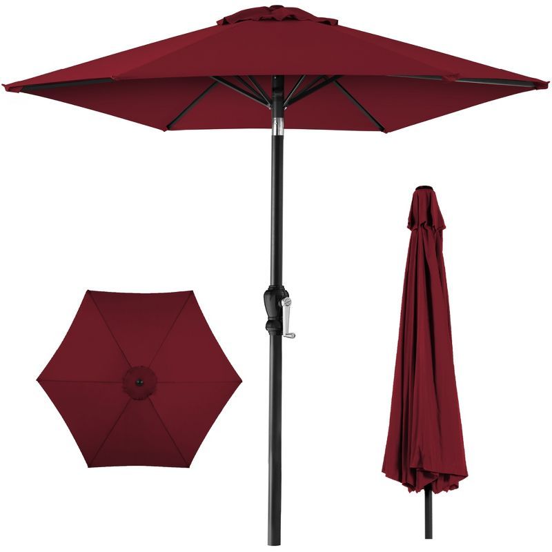 Burgundy 10ft Steel Market Patio Umbrella with Crank and Tilt