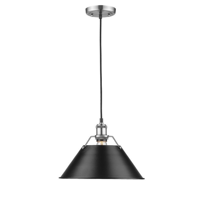 Orwell Transitional Large Pendant in Silver with Glass and Pewter Finish