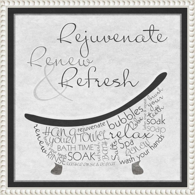 Rejuvenate Renew Refresh Beaded White Canvas Wall Art